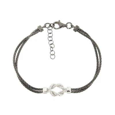 Bracciale uomo argento 925 nero e centrale nodo amicizia in argento 925 rodiato - Immagine 1 di 4