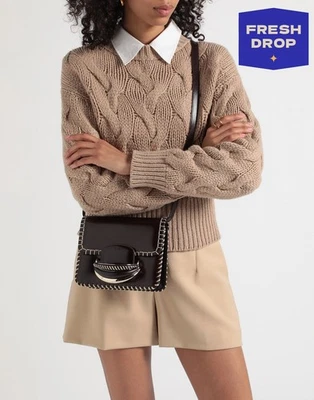 RRP€1950 CHLOE Kattie Leather Crossbody Bag Stitched Loop Details Magnetic Flap - Image 1 of 4