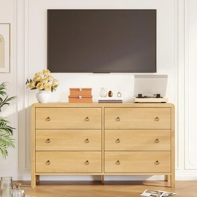 Cómoda de 6 cajones, organizadora de almacenamiento con mango de metal resistente, soporte de TV para 55... Foto 1 de 4