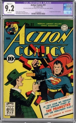 1942 D.C. Superman Action Comics 51 CGC 9.2. 1st Appearance of the Prankster - Image 1 of 2