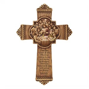 Joseph's Studio Last Supper Wall Cross Carved Wood Look 10.25" H Resin and Stone - Picture 1 of 4