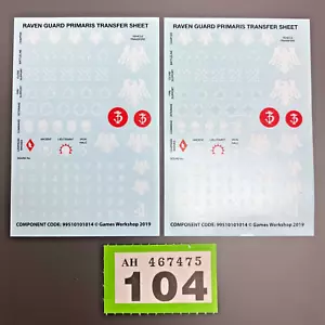 RAVEN GUARD PRIMARIS DECAL TRANSFER SHEETS KILL TEAM WARHAMMER 40K - Picture 1 of 1