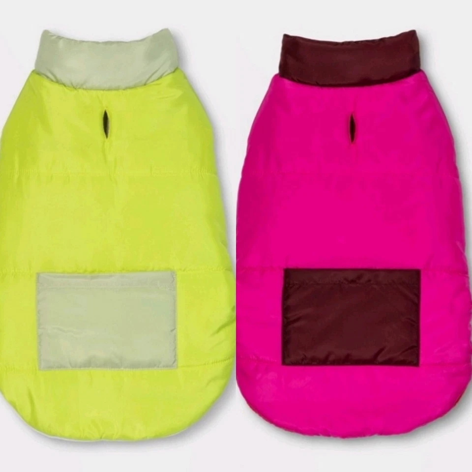 Lot Of 2 Boots & Barkley Dog Pet Puffer Vest Green & Pink Size Medium - Image 1 of 4