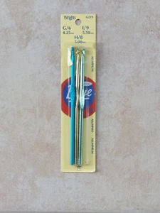 Set of 3 Aluminum Boye Crochet Hooks Sizes G, H, I, Blue, Gold, Green, LN --USA - Picture 1 of 3