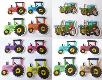 4x Traktor Bügelbild  Aufnäher Patch Flicken Aufbügler Auto Kinder 5,5-7cm - Bild 1 von 3