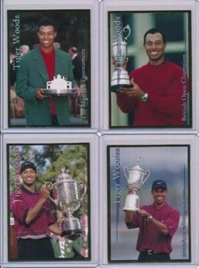 Tiger Woods 2001 RC Gold Sports Card Investor Magazine 4 Karten SET Lot! - Bild 1 von 2