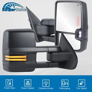 Espejos retrovisores de remolque plegables eléctricos Switchback negros para Silverado Sierra 1500 2014-2018 - Imagen 1 de 18