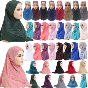 Mujeres Musulmanas Cubierta de Cabeza Envoltura Hiyab Sombrero Turbante Oración Una Pieza Amira Turbante Árabe - Imagen 1 de 76