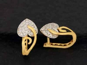 1.60Ct Round Real Moissanite Heart Hoop Earring 14k Two-Tone Gold-Plated Silver - Picture 1 of 8