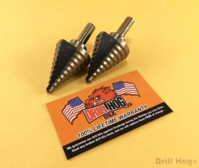 Drill Hog® Step Drill Bit 1/4-1-3/8" Molybdenum M7 UNIBIT 2 Pc Lifetime Warranty - Image 1 of 4