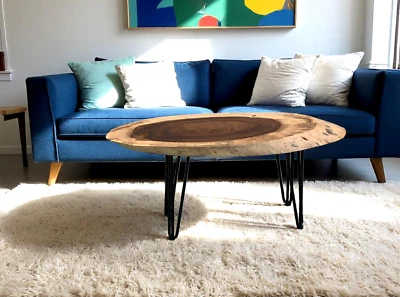 Rustic Live Edge Epoxy Coffee Table 34Lx18Wx18H Mid-Century Modern Home Decor - Image 1 of 4