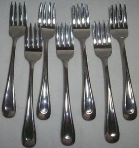 Cubiertos de acero inoxidable Oneida: SAND DUNE brillantes (1992-2001): 7 tenedores de ensalada: en muy buena condición: sin precio base - Imagen 1 de 2