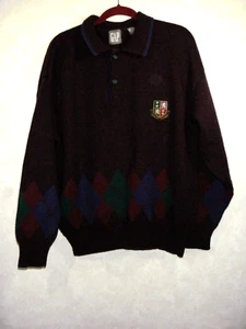 Gap Vtg. Polo Sweater Men L Heather Burgundy Wool Collared Long Sleeve - Picture 1 of 13