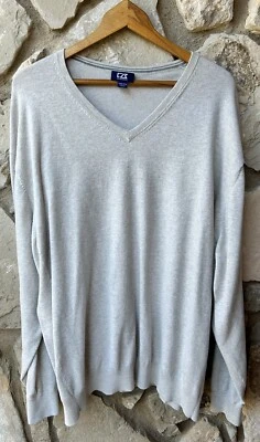 CUTTER BUCK Mens Sweater 3XT Gray V Neck Cotton Blend - Image 1 of 4