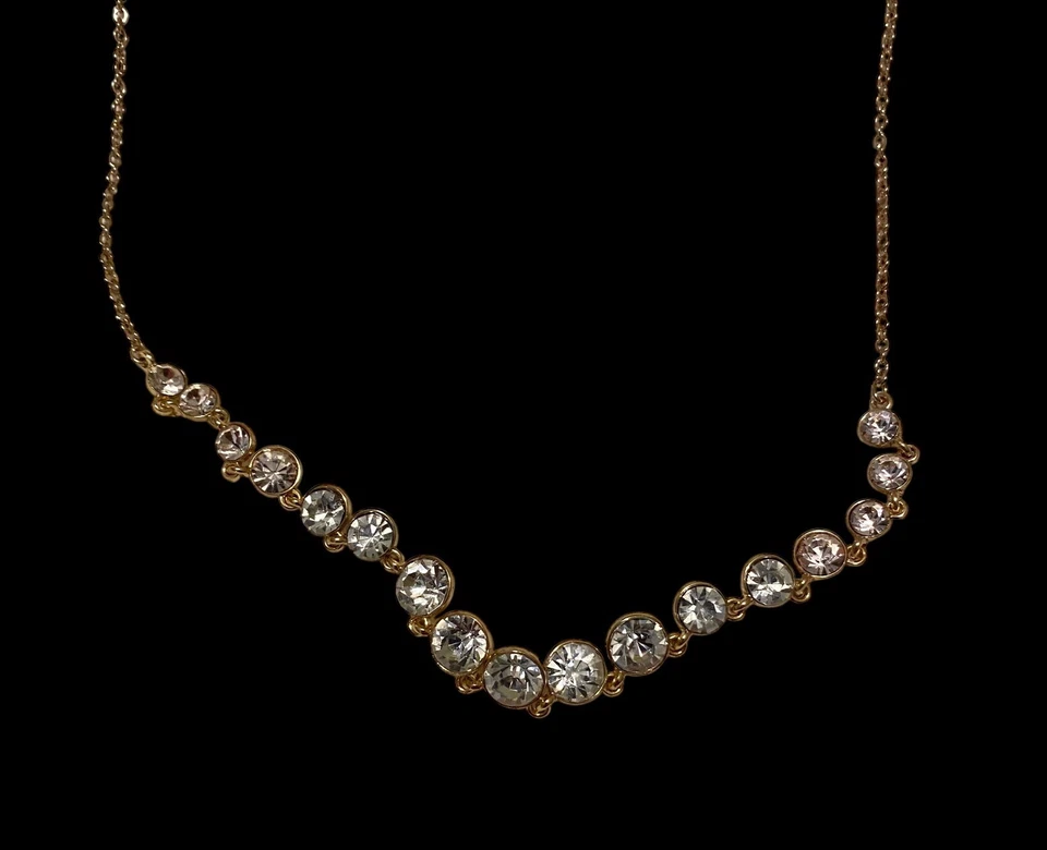 Gold Tone Faux Diamond Necklace 31” New With Tags By TARAMANDA - Image 1 of 4
