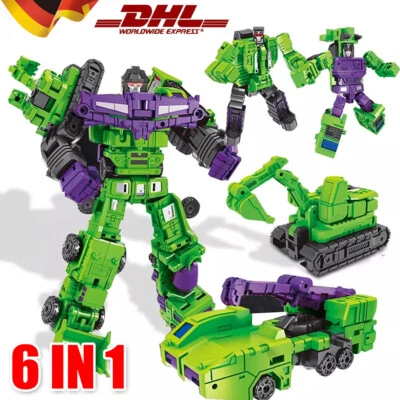Kinder 6 in 1 Transformers Spielzeug Verformung Roboter Baustellenfahrzeuge Auto - Bild 1 von 4