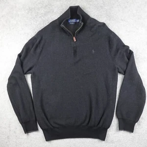 Polo Ralph Lauren Sweater Men's XL Black Pima Cotton 1/4 Zip Knit Pullover - Picture 1 of 11