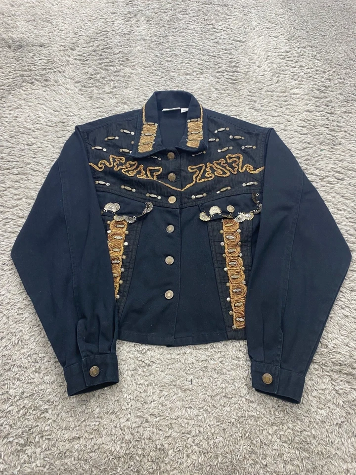 Винтажный Styleworks Newport News джинсовая куртка женщин средний Western вышитое пальто - Изображение 1 из 4