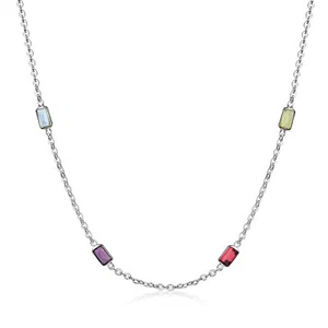 MATERIA Edelstein Collier 925 Silber Peridot Granat Zirkonia Blautopas Amethyst - Bild 1 von 6