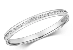 9ct White Gold Channel Set Diamond Eternity Ring Anniversary 2mm Band Size J - Q - Picture 1 of 3