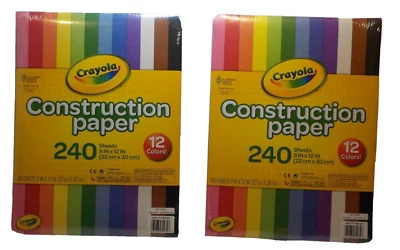 2 packs of 240 Crayola Construction Paper in 12 Assorted Colors 480 9x12 Sheets - Изображение 1 из 3