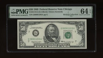 DBR 1969 $50 FRN Chicago Fr. 2114-G PMG 64 EPQ Serial G06961203A - Image 1 of 2