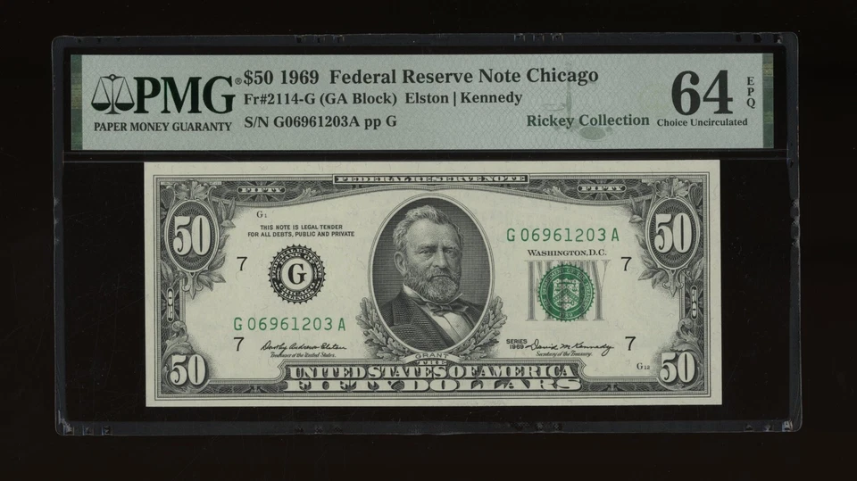 DBR 1969 $50 FRN Chicago Fr. 2114-G PMG 64 EPQ Serial G06961203A - Image 1 of 2