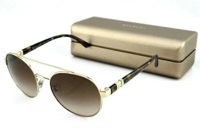 RARO Nuevo Genuino BVLGARI Dorado Marrón Redondo Metal Mujeres Gafas de Sol BV 6085B 27813 Foto 1 de 4