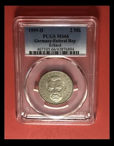 DEUTSCHLAND -1999-D-2 MARK MÜNZE,GRADED BY PCGS- MS 66…TOLLE MÜNZE. - Bild 1 von 4
