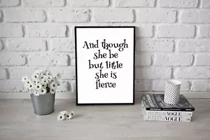 Y aunque sea but pequeña es feroz póster motivación dormitorio arte - Imagen 1 de 10