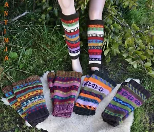 Gestrickte Beinstulpen,Bunte Strickstulpen Gefüttert,Hippie Stulpen Handgestrick - Bild 1 von 45