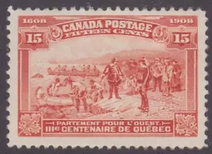 Canada 1908 #102 Quebec Tercentenary Issue (Champlain's Departure) F/VF MLH - Picture 1 of 1