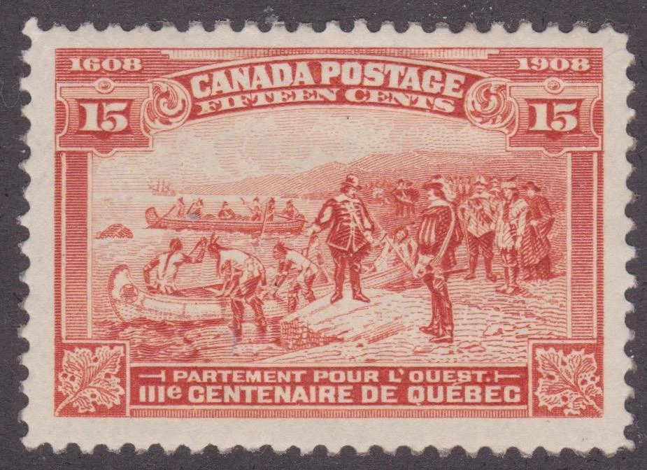 Canada 1908 #102 Quebec Tercentenary Issue (Champlain's Departure) F/VF MLH - Image 1 of 1