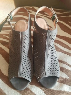Halogen Perf open toe sling back shoes Gray Leather Size 10M - Image 1 of 4