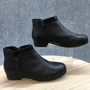 Rockport Boots Womens 9.5M Carly Work Ankle Bootie RK751 Black Leather Low Heels - Picture 1 of 19