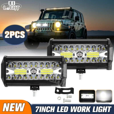 Snow Plow 7INCH White Led Work Lights Truck Tractor Headlight Tractor SUV UTV x2 - Image 1 of 4