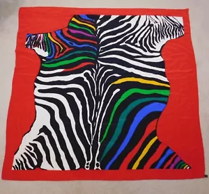 Vintage Saks Fifth Avenue Italy Vibrant Tribal Animal Print Silk Scarf Shawl 52" - Picture 1 of 10