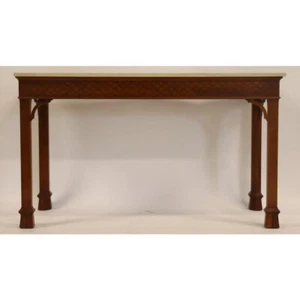 Baker Williamsburg Mahogany Chinese Chippendale Console Table Sofa Table Marble - Picture 1 of 6