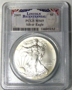 PCGS MS69 2009 American Eagle Silver Dollar Lincoln Bicentennial Edition - Picture 1 of 3