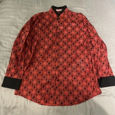 Camisa Daniel Ellissa New York Roja Cuello Bandas Negra Patrón Cruz 18.5/36-37 Foto 1 de 4