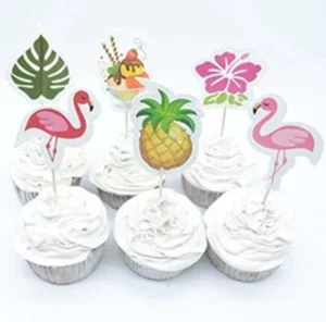 Flamingo Summer Tropical Cupcake Toppers Decoration Picks 24pcs Double Sided - Picture 1 of 2
