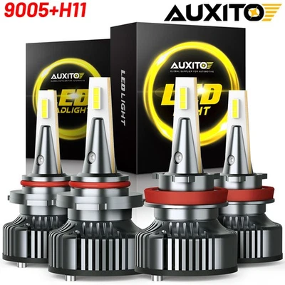 9005 H11 LED Headlight Kit Combo 4*Bulbs 6500K High Low Beam Super White Bright - Image 1 of 4