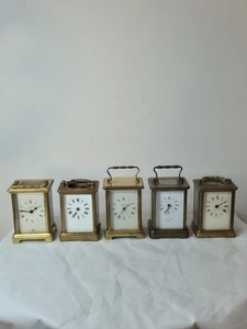 5 x Vintage Carriage Mantel Clocks Bundle For Spares And Repairs Not Tested - Picture 1 of 22