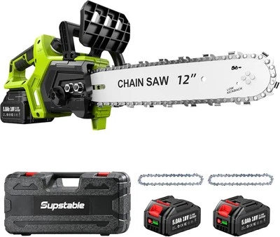 Akku Kettensäge 12 Zoll Elektro Kettensägen Für 18v 2*5,0 Baumsäge Mit 2 Akkus - Bild 1 von 4
