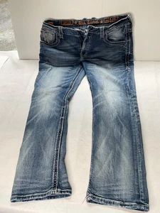 Rock Revival Tilden EQ206 Relaxed Straight Cut 17 Size 36x31 Blue Jeans - Picture 1 of 6