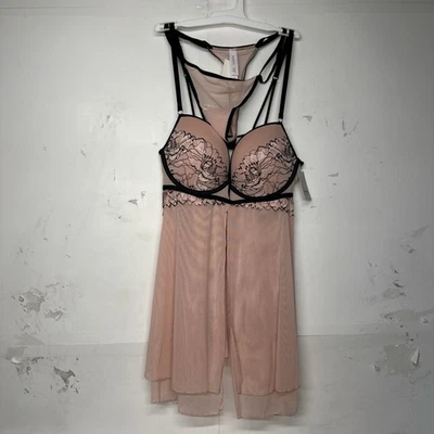 Auden розовый кружева чистый Кокетливое белье размер средний новый с Ярлыками с ремешками цветочный сетки - Изображение 1 из 4