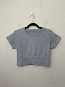 Offline by Aerie Short Sleeve Seamless Top Size Medium Gray Athleisure Sporty - Picture 1 of 11