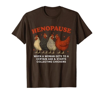 Camiseta feminina Henopause colecionando frango fazenda engraçada amantes de frango - Imagem 1 de 4