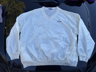 Vintage Izod Windbreaker Jacket Mens 2XL XXL Cream Golf Golfing Lightweight - Image 1 of 4
