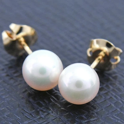 Pendientes MIKIMOTO Perla 750 K18 YG Oro Amarillo Stud Auténticos Foto 1 de 4